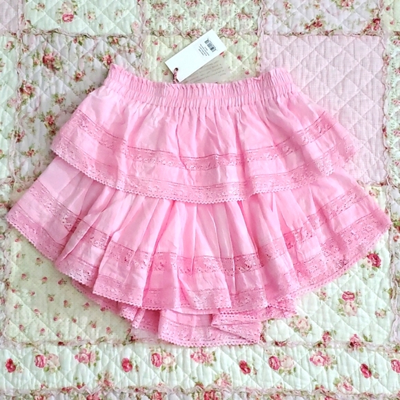 Loveshackfancy ruffle mini pink skirt cotton Island pink hand dye S - Picture 1 of 14